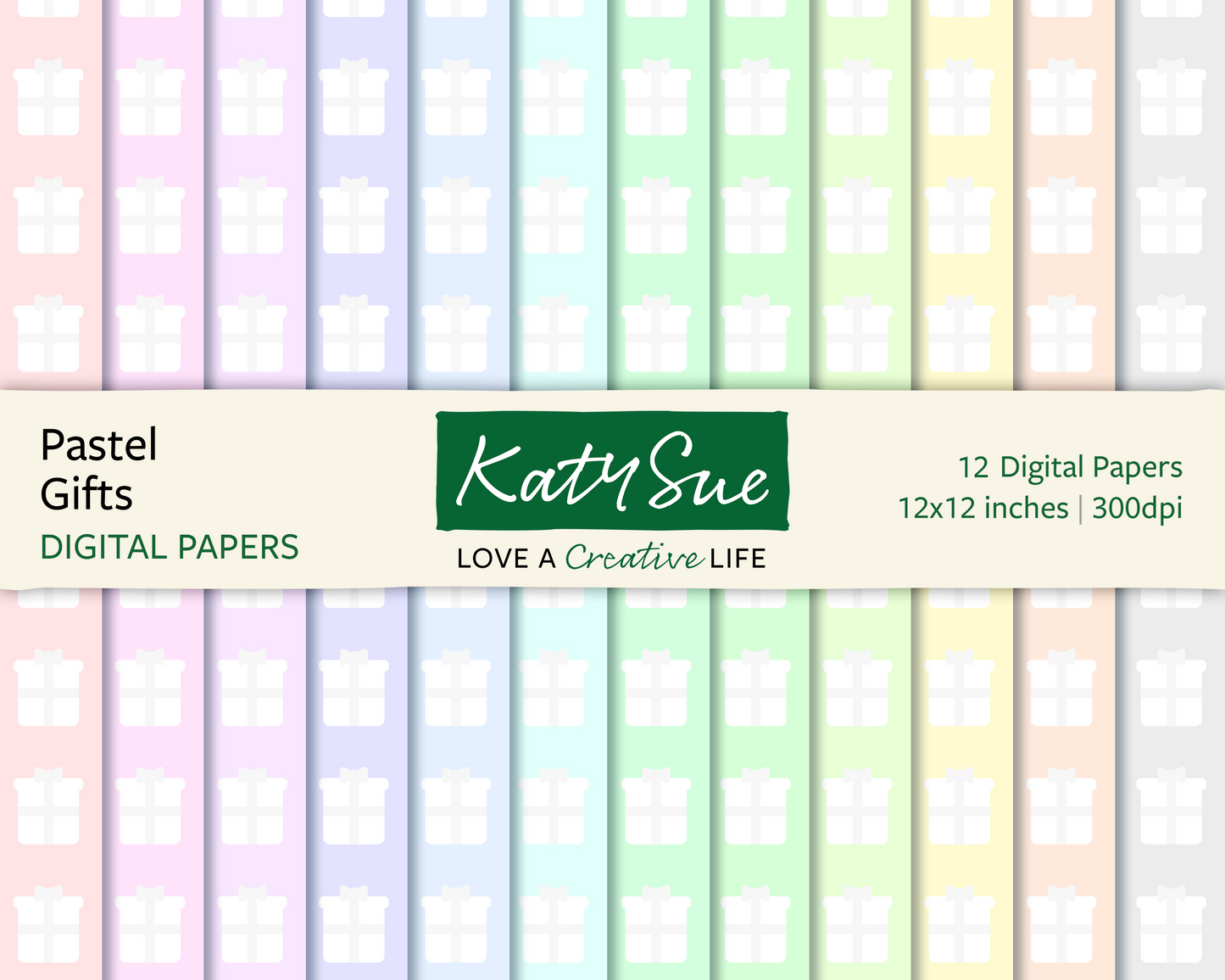 Pastel Gifts | 12x12 Digital Papers