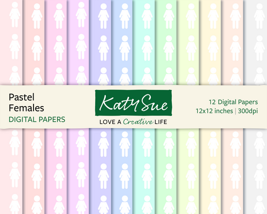 Pastel Females | 12x12 Digital Papers