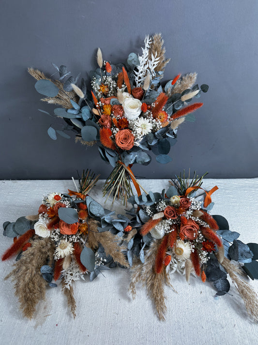 Pearl dried bridesmaid bouquet